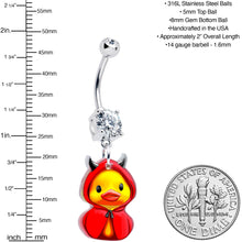 Load image into Gallery viewer, Clear Gem Hot Litle Devil Duck Dangle Belly Ring by Onyx O
