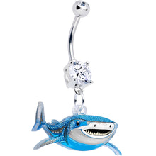 Load image into Gallery viewer, Acrylicious Attack Swimming Shark Dangle Belly Ring by Onyx O
