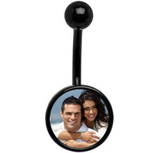 Load image into Gallery viewer, Black Anodized Titanium Custom Photo Belly Ring
