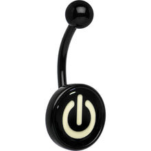 Load image into Gallery viewer, Glow in the Dark Titanium Power Button Belly Ring
