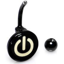 Load image into Gallery viewer, Glow in the Dark Titanium Power Button Belly Ring
