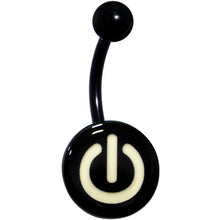Load image into Gallery viewer, Glow in the Dark Titanium Power Button Belly Ring
