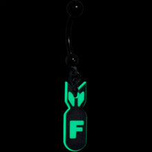 Load image into Gallery viewer, Black Glow in the Dark F Bomb Dangle Belly Ring
