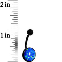 Load image into Gallery viewer, Aqua Synthetic Opal Black Anodized Bottom Mount Belly Ring
