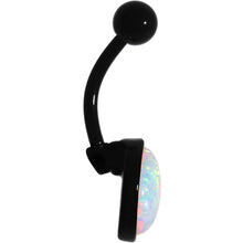 Load image into Gallery viewer, White Synthetic Opal Black Anodized Bottom Mount Belly Ring
