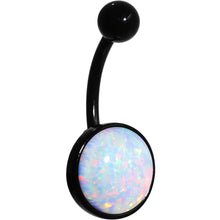 Load image into Gallery viewer, White Synthetic Opal Black Anodized Bottom Mount Belly Ring
