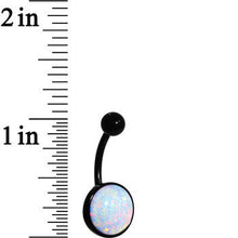 Load image into Gallery viewer, White Synthetic Opal Black Anodized Bottom Mount Belly Ring
