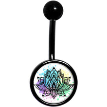 Load image into Gallery viewer, Blooming Symbolic Lotus Flower Black Belly Ring
