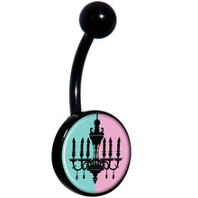 Load image into Gallery viewer, Blue Pink Split Chandelier Black Belly Ring
