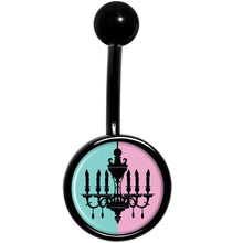 Load image into Gallery viewer, Blue Pink Split Chandelier Black Belly Ring
