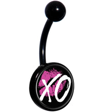 Load image into Gallery viewer, Pink Lips XO Kiss Black Belly Ring
