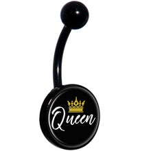 Load image into Gallery viewer, Queen Crown Black Belly Ring
