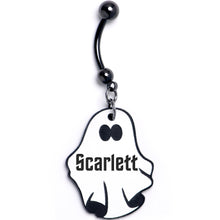 Load image into Gallery viewer, Custom Black Halloween Ghost Personalized Dangle Belly Ring
