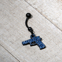 Load image into Gallery viewer, Blue Glitter Gun Dangle Belly Ring
