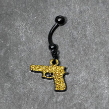 Load image into Gallery viewer, Yellow Glitter Gun Dangle Belly Ring

