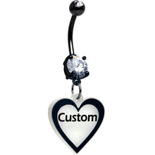 Load image into Gallery viewer, Custom Glow in the Dark Heart Dangle Personalized Belly Ring
