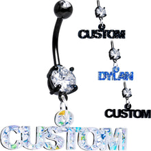 Load image into Gallery viewer, Custom Black Double Gem Personalized Name Belly Ring
