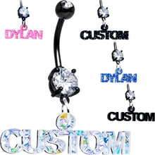 Load image into Gallery viewer, Custom Black Double Gem Personalized Name Belly Ring
