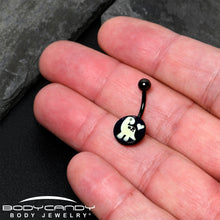 Load image into Gallery viewer, Black Glow in the Dark Cute Dinosaur Belly Ring
