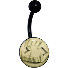 Load image into Gallery viewer, Black Titanium Fearsome Fangs Glow in the Dark Belly Ring

