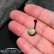 Load image into Gallery viewer, Black Titanium Fearsome Fangs Glow in the Dark Belly Ring
