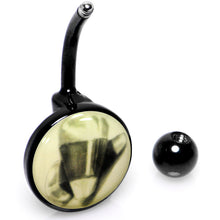 Load image into Gallery viewer, Black Titanium Classic Candy Corn Glow in the Dark Belly Ring
