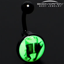Load image into Gallery viewer, Black Titanium Classic Candy Corn Glow in the Dark Belly Ring
