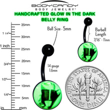 Load image into Gallery viewer, Black Titanium Classic Candy Corn Glow in the Dark Belly Ring
