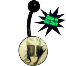 Load image into Gallery viewer, Black Titanium Classic Candy Corn Glow in the Dark Belly Ring
