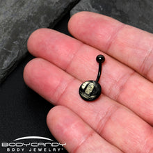 Load image into Gallery viewer, Black Titanium RIP Tombstone Glow in the Dark Belly Ring
