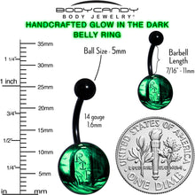 Load image into Gallery viewer, Black Titanium RIP Tombstone Glow in the Dark Belly Ring
