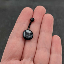 Load image into Gallery viewer, Black Glow in the Dark Peeking Black Cat Belly Ring by Onyx O
