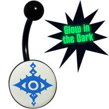 Load image into Gallery viewer, Black Anodized Glow in the Dark Evil Eye Belly Ring by Onyx O
