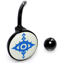 Load image into Gallery viewer, Black Anodized Glow in the Dark Evil Eye Belly Ring by Onyx O
