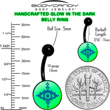 Load image into Gallery viewer, Black Anodized Glow in the Dark Evil Eye Belly Ring by Onyx O
