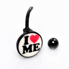 Load image into Gallery viewer, Black Glow in the Dark I Love Me Belly Ring by Onyx O
