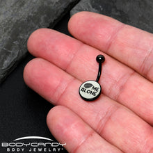 Load image into Gallery viewer, Glow in the Dark Black Leaf Me Alone Belly Ring by Onyx O
