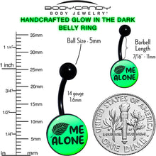 Load image into Gallery viewer, Glow in the Dark Black Leaf Me Alone Belly Ring by Onyx O
