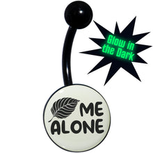 Load image into Gallery viewer, Glow in the Dark Black Leaf Me Alone Belly Ring by Onyx O
