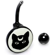 Load image into Gallery viewer, Glow in the Dark Mystic Kitty Cat Belly Ring by Onyx O

