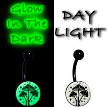 Load image into Gallery viewer, Glow in the Dark Mystic Mushroom Belly Ring by Onyx O
