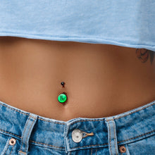 Load image into Gallery viewer, Black Anodized Glow in the Dark Skeleton Kitty Cat Belly Ring by Onyx O
