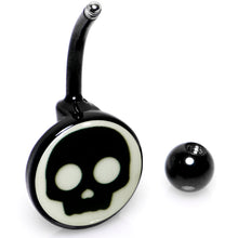 Load image into Gallery viewer, Glow in the Dark Simple Skull Belly Ring by Onyx O
