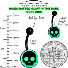 Load image into Gallery viewer, Glow in the Dark Simple Skull Belly Ring by Onyx O
