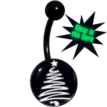 Load image into Gallery viewer, Black Glow in the Dark Holiday Christmas Tree Belly Ring by Onyx O
