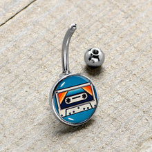 Load image into Gallery viewer, Retro Cassette Tape Belly Ring by Onyx O

