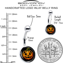 Load image into Gallery viewer, Orange Pumpkin Cat Jack-O-Lantern Belly Ring by Onyx O
