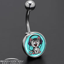 Load image into Gallery viewer, Heavy Metal Kitty Cat Belly Ring by Onyx O
