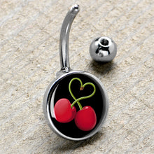 Load image into Gallery viewer, Cherry Heart Belly Ring by Onyx O
