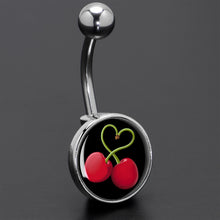 Load image into Gallery viewer, Cherry Heart Belly Ring by Onyx O
